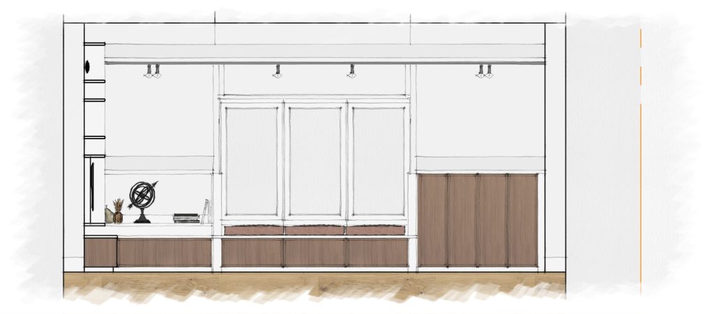 Interieurvisualisatie van slaapkamer met maatwerk kastenwand