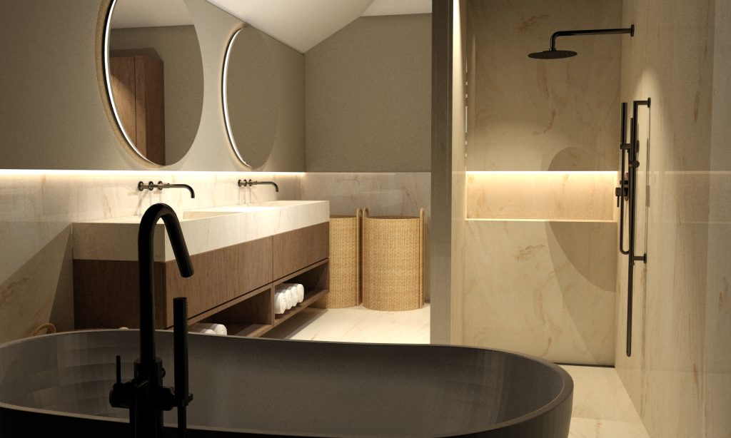 Lichtplan badkamer met indirect licht en spots