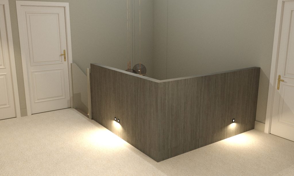 Lichtplan met vloer- en wandverlichting als orientatielicht