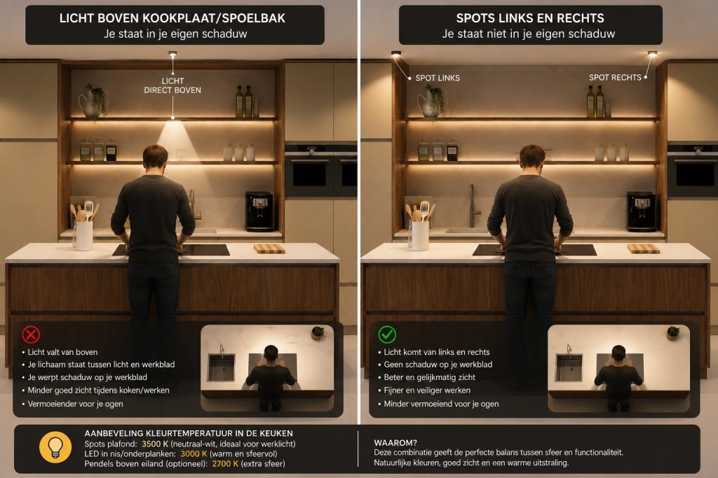 Lichtplan keuken fouten positie spots