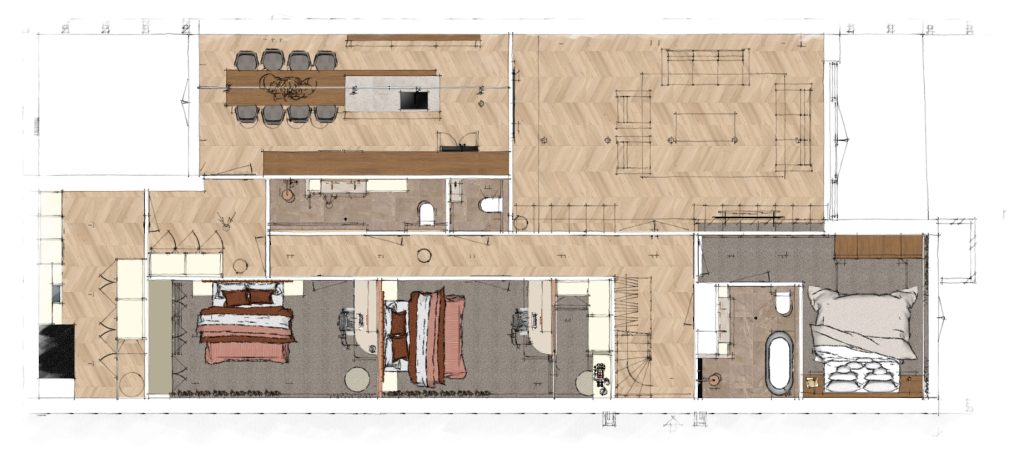 Plattegrond van woning als basis voor 3D interieurontwerp