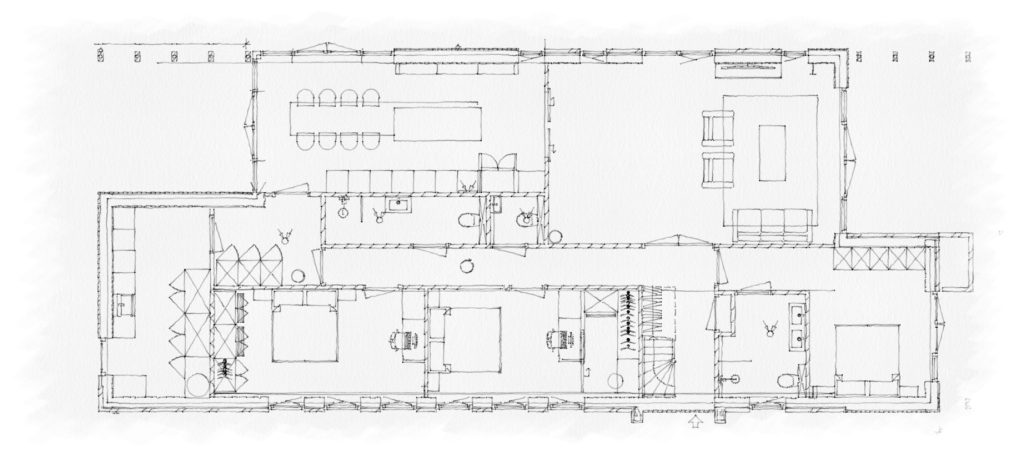 Plattegrondstudie voor woningindeling en interieurvisualisatie