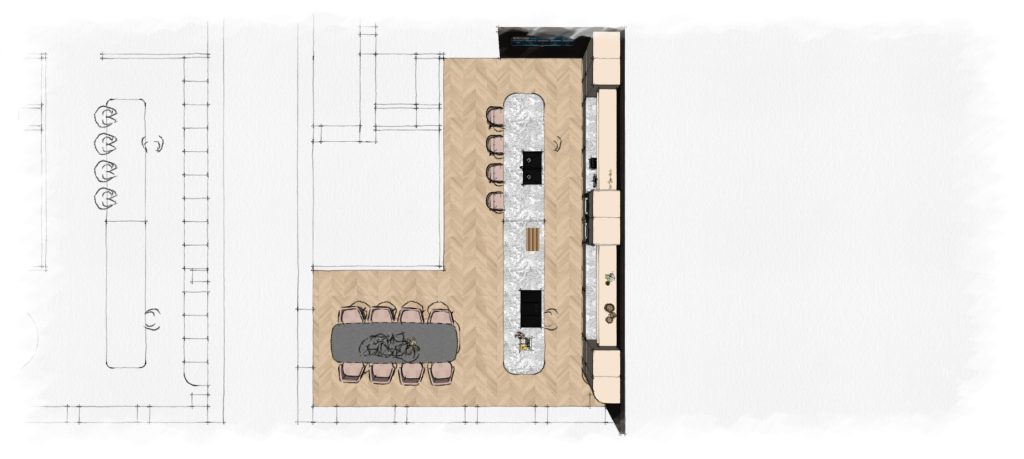 Keuken laten ontwerpen schets plattegrond kleur 5