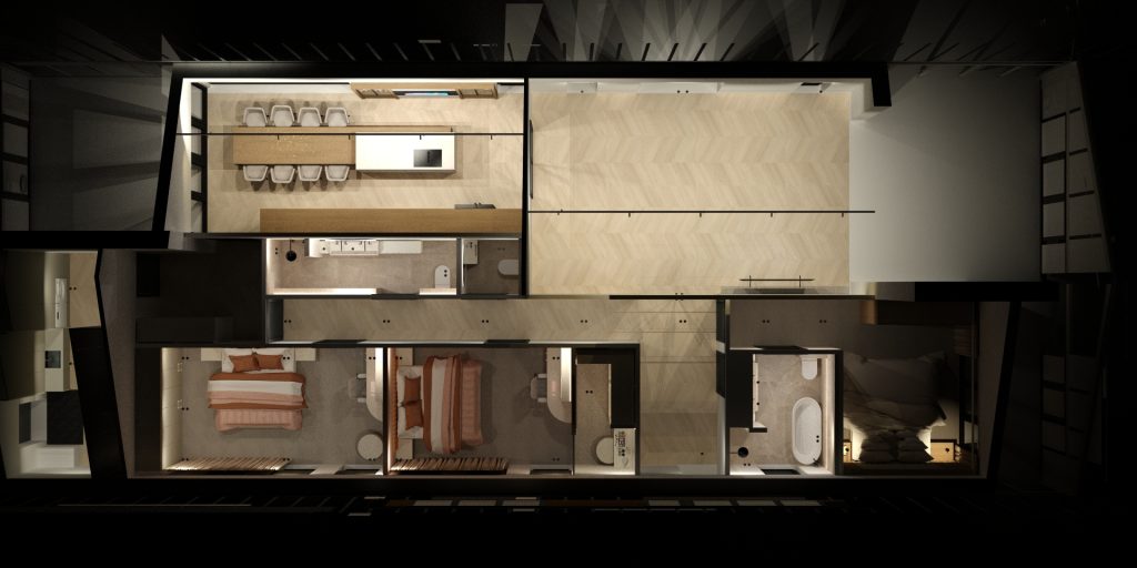 3D interieurvisualisatie van woningindeling met maatwerk